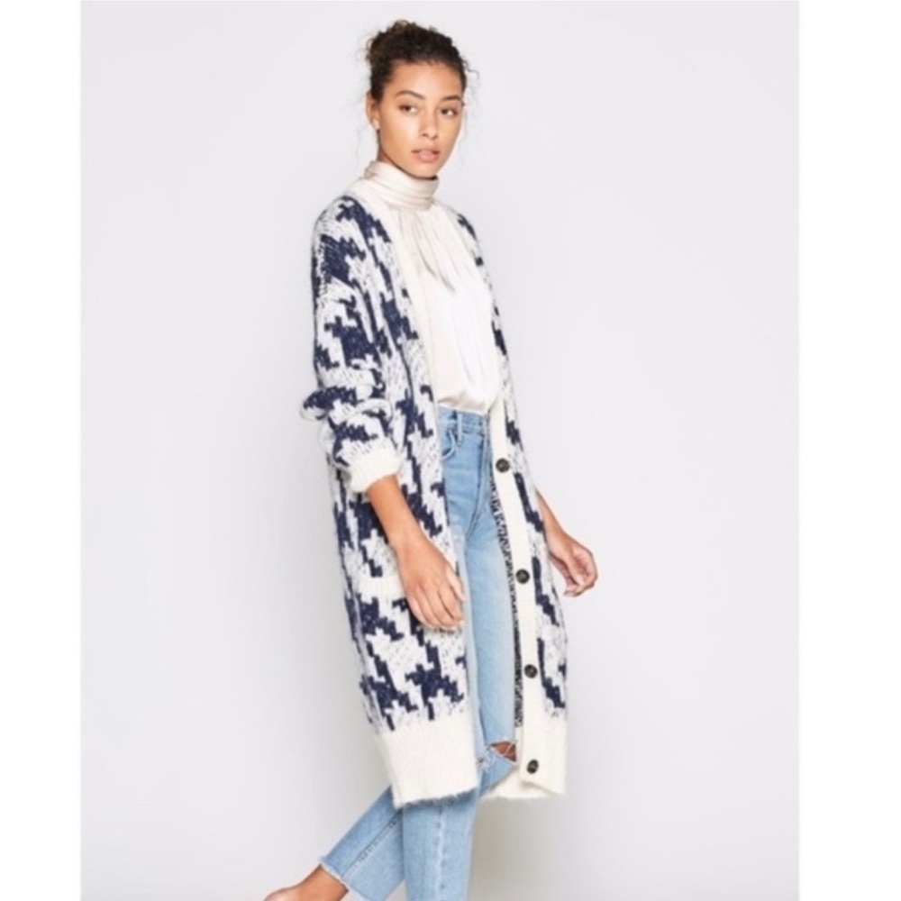 NWOT JOIE Nitanya Houndstooth Duster Cardigan
